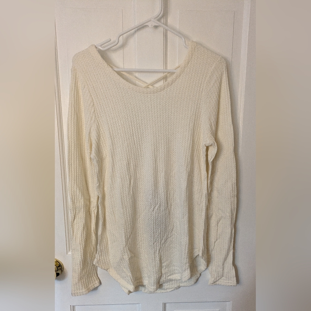 Brand New Chaser Waffle Knit V Neck Long Sleeve w/Criss Cross Back Size Medium